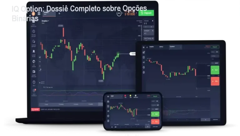 Interface de trading da IQ Option exibindo gráficos e operações