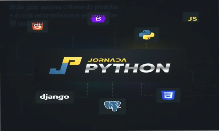 titulo_post escreva o Nome do produtor + duvida recorrente sobre produto max 60 caracteres 1 Interface da plataforma Jornada Python da Python Academy exibindo módulos de Python e Django