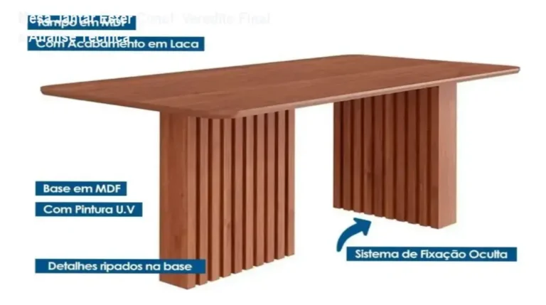 Mesa Jantar Ester Cimol: Veredito Final e Análise Técnica 4 Mesa de jantar Ester Cimol madeirada cinamomo com tampo de 210cm e acabamento ripado moderno