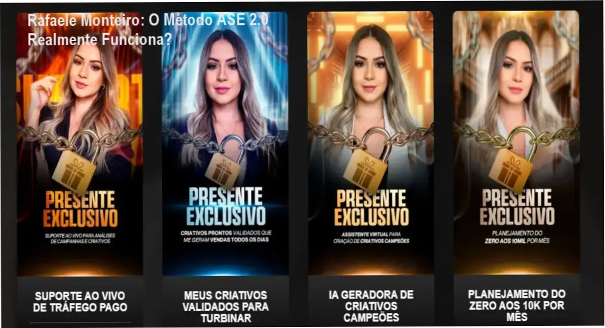 Interface interna do treinamento Método ASE 2.0 de Rafaele Monteiro revelando módulos de marketing de afiliados