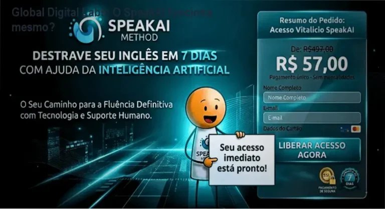 Global Digital Labs: O SpeakAI funciona mesmo? 1 Interface do Método SpeakAI da Global Digital Labs demonstrando o funcionamento do aprendizado por repetição