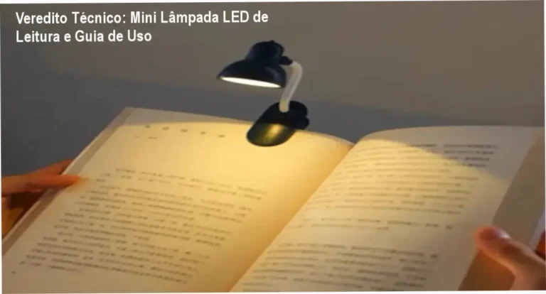 Veredito Técnico: Mini Lâmpada LED de Leitura e Guia de Uso 3 Mini lâmpada de mesa LED com clipe ajustável presa a um livro para leitura noturna