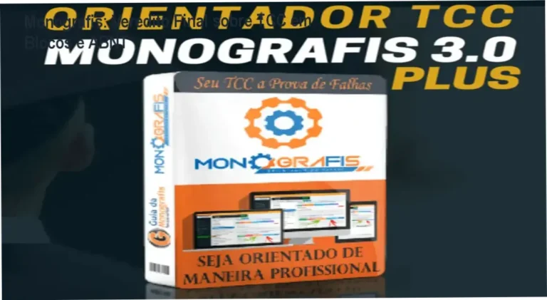 Interface da plataforma Monografis exibindo estruturação de TCC pelo Método de Blocos e exportação ABNT