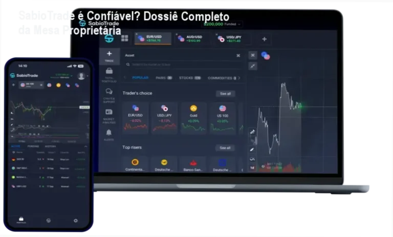 SabioTrade é Confiável? Dossiê Completo da Mesa Proprietária 7 Interface de trading da SabioTrade revelando bastidores da plataforma e funcionamento das contas financiadas