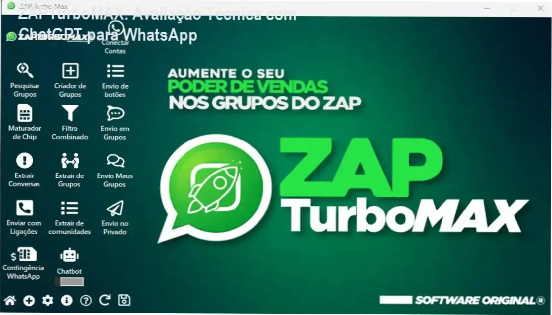 Avaliação técnica do ZAPTurboMAX com simulação humana e proteção anti-bloqueio no WhatsApp