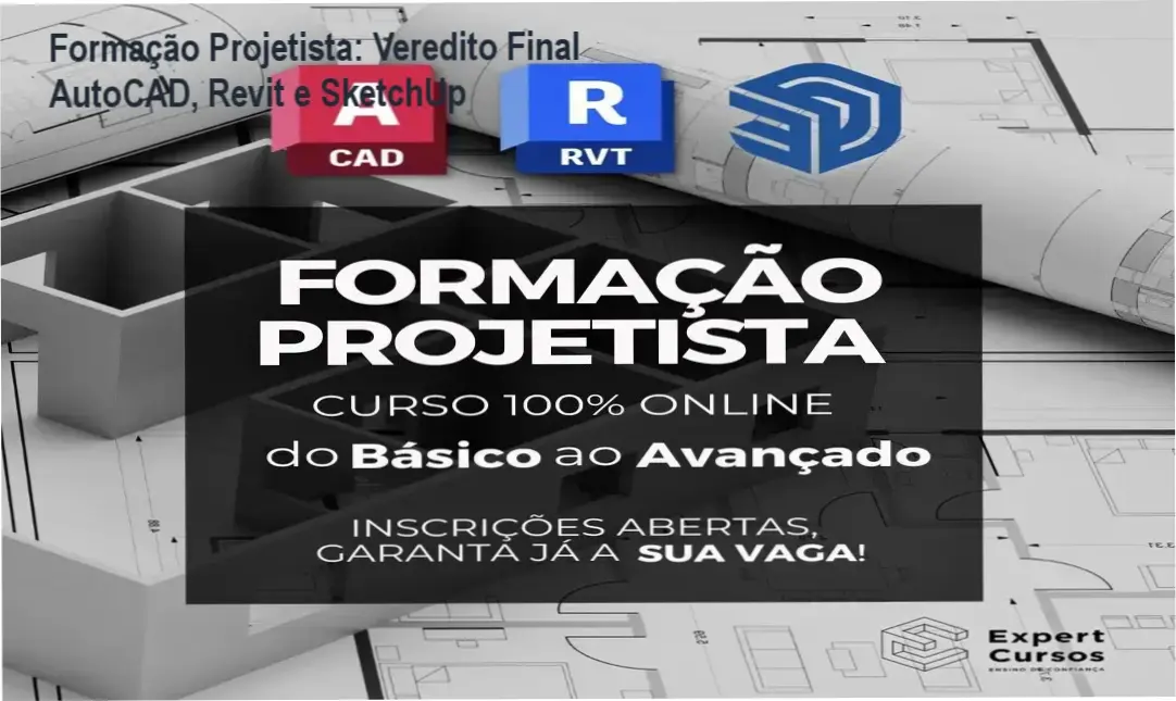 Formação Projetista: Veredito Final AutoCAD, Revit e SketchUp 1 Interface do curso Formação Projetista com projetos em AutoCAD, Revit e SketchUp