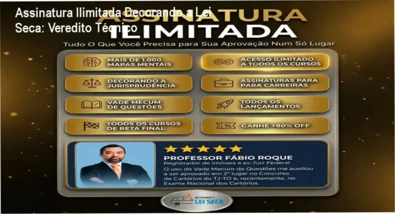 Assinatura Ilimitada Decorando a Lei Seca: Veredito Técnico 3 Interface da plataforma Assinatura Ilimitada Decorando a Lei Seca com flashcards e questões