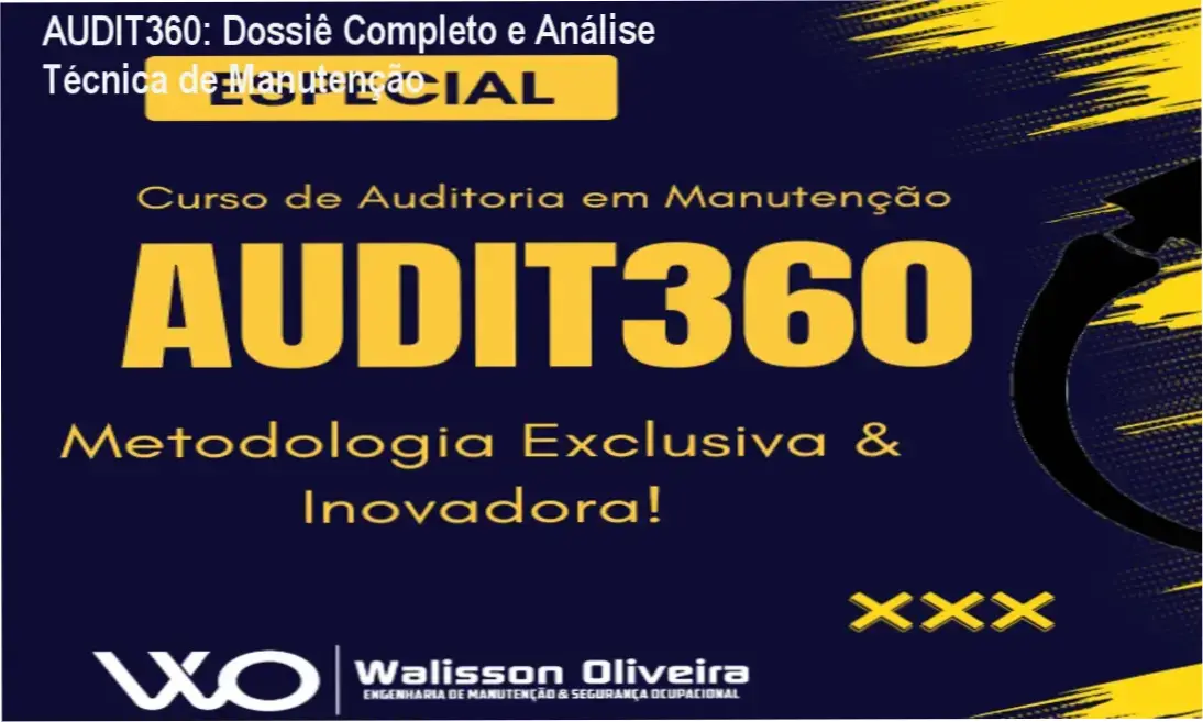 Interface do treinamento AUDIT360 com foco em metodologia de auditoria em manutenção industrial