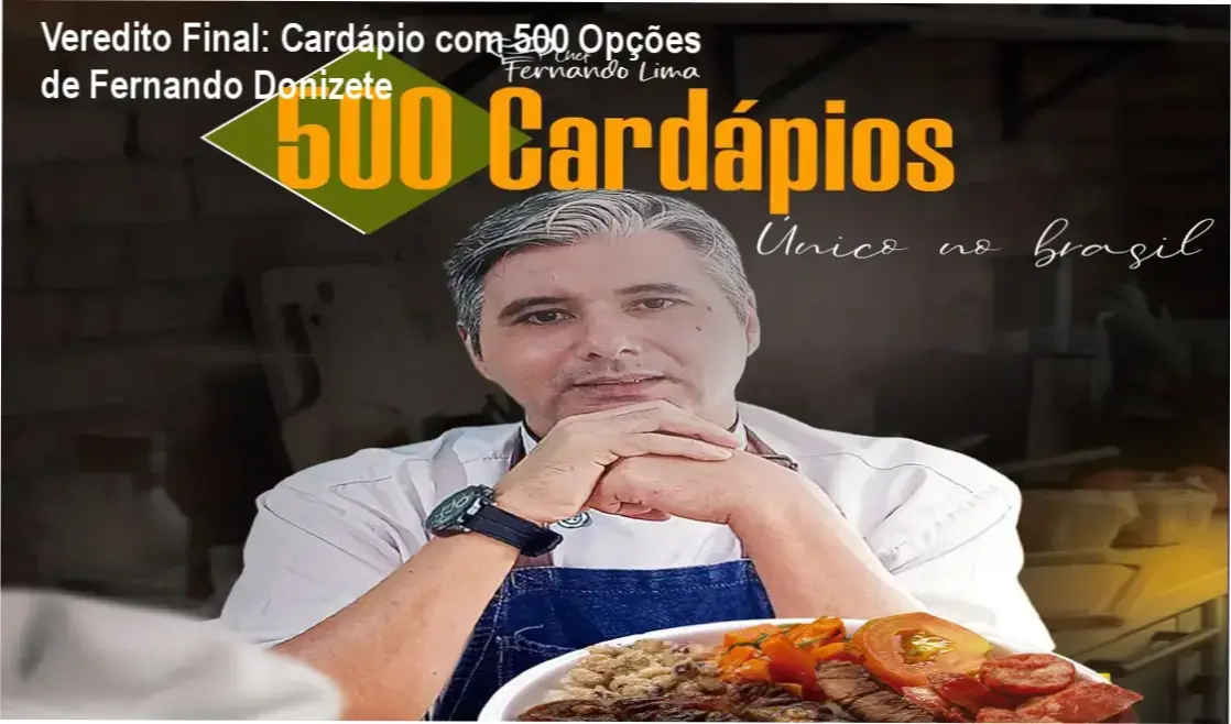Veredito Final: Cardápio com 500 Opções de Fernando Donizete 1 Capa do ebook Cardápio com 500 Opções Montadas para gestão de restaurantes