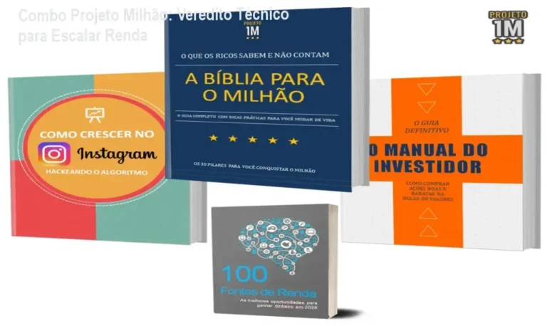 Kit de e-books do Combo Projeto Milhão com guias de investimento e crescimento no Instagram