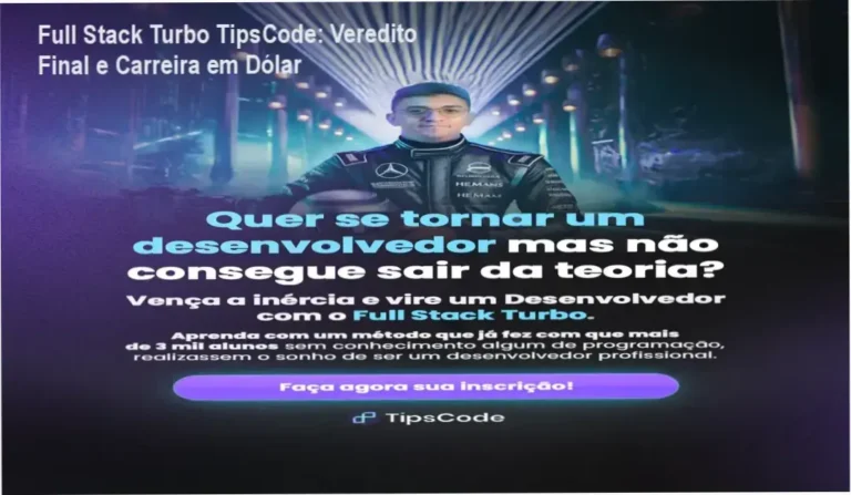 Full Stack Turbo TipsCode: Veredito Final e Carreira em Dólar 1 Interface do curso Full Stack Turbo TipsCode destacando a stack MERN e projetos práticos