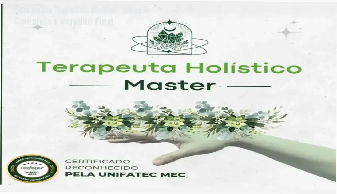 Certificado de Formação Terapeuta Holístico Master com selo MEC e registro profissional ATH