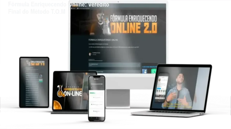 Fórmula Enriquecendo Online: Veredito Final do Método T.O.M 1 Interface do treinamento Fórmula Enriquecendo Online detalhando a metodologia de vendas do Tondimas Tôrres