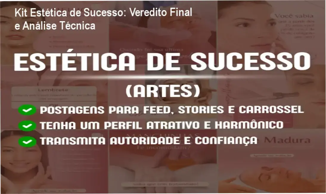 Interface do Kit Estética de Sucesso com templates de posts editáveis para Instagram de esteticistas