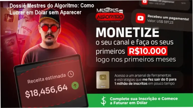 Interface do treinamento Mestres do Algoritmo focada em automação de canais dark e inteligência artificial