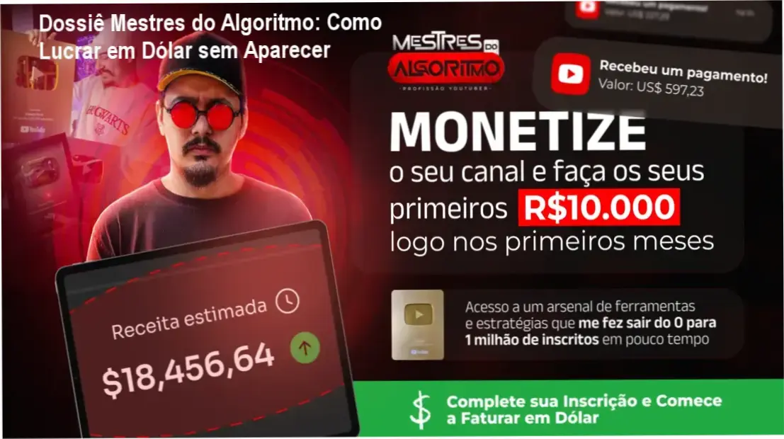 Interface do treinamento Mestres do Algoritmo focada em automação de canais dark e inteligência artificial