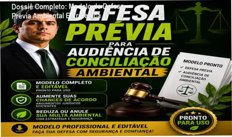 Dossiê Completo: Modelo de Defesa Prévia Ambiental Estratégica 4 Modelo profissional de Defesa Prévia para Audiência de Conciliação Ambiental em formato editável