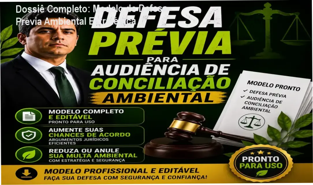 Dossiê Completo: Modelo de Defesa Prévia Ambiental Estratégica 1 Modelo profissional de Defesa Prévia para Audiência de Conciliação Ambiental em formato editável
