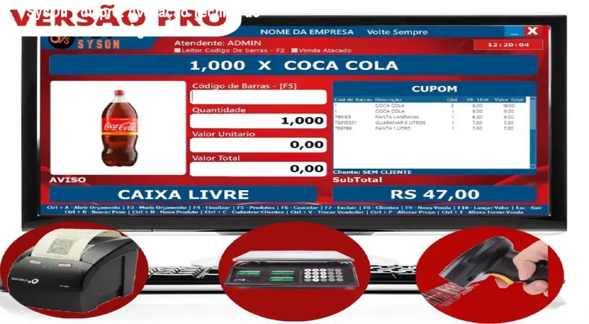 Interface moderna do sistema SysOn Pdv pro para gestão de frente de caixa e vendas rápidas