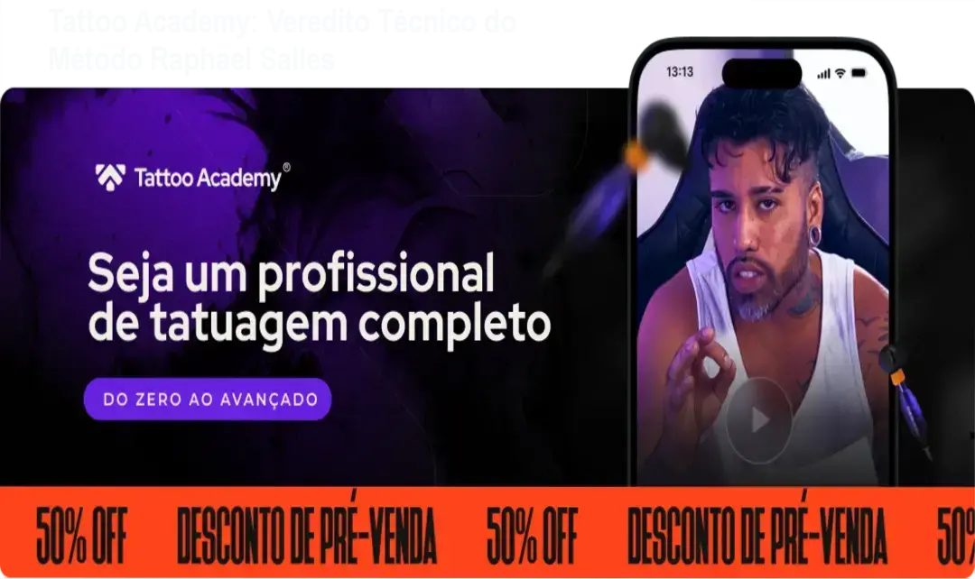 Tattoo Academy: Veredito Técnico do Método Raphael Salles 1 Equipamentos de tatuagem profissional e interface do treinamento Tattoo Academy de Raphael Salles
