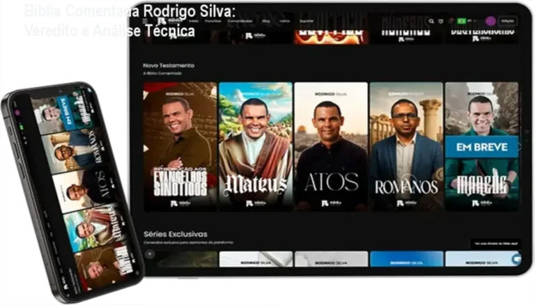 Bíblia Comentada Rodrigo Silva: Veredito e Análise Técnica 4 Interface do aplicativo da Bíblia Comentada Rodrigo Silva com ferramentas de IA e estudos arqueológicos