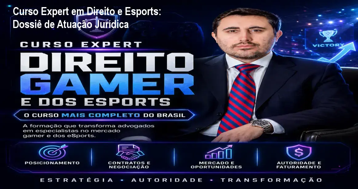 Interface do Curso Expert em Direito e Esports com modelos de contratos jurídicos