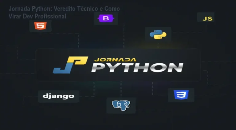 Jornada Python: Veredito Técnico e Como Virar Dev Profissional 5 Interface da formação Jornada Python com módulos de Django e DRF para desenvolvedores